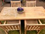 Teak tuinset met tafel en 4 stoelen, Tuin en Terras, Ophalen, 4 zitplaatsen, Gebruikt, Eettafel