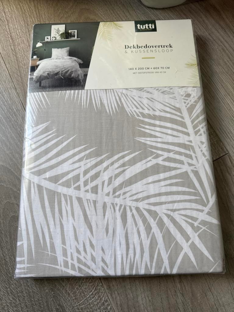 Tutti Dekbedovertrek 1 Persoon 140x200 - Palmbladeren, Dekbedovertrek, Nieuw, Ophalen of Verzenden, Overige kleuren