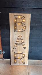 Houten wandbord met verlichting, Ophalen, Zo goed als nieuw