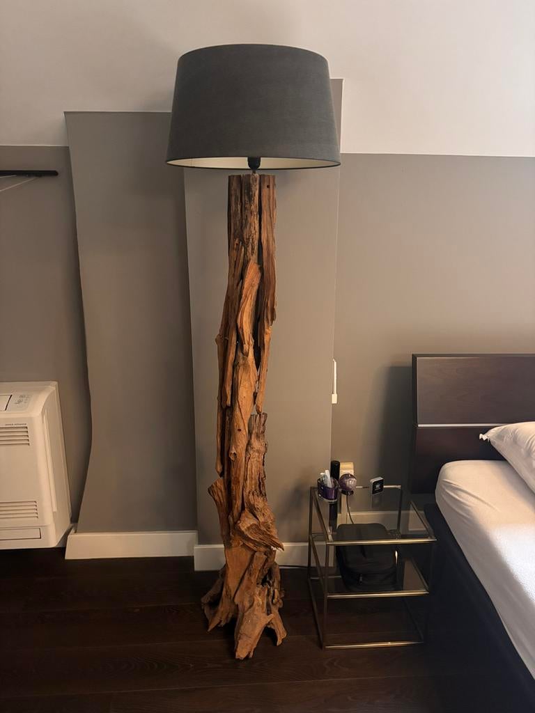 Echt drijf hout vloerlamp met antraciet kap, Ophalen, Gebruikt, Hout, 150 tot 200 cm
