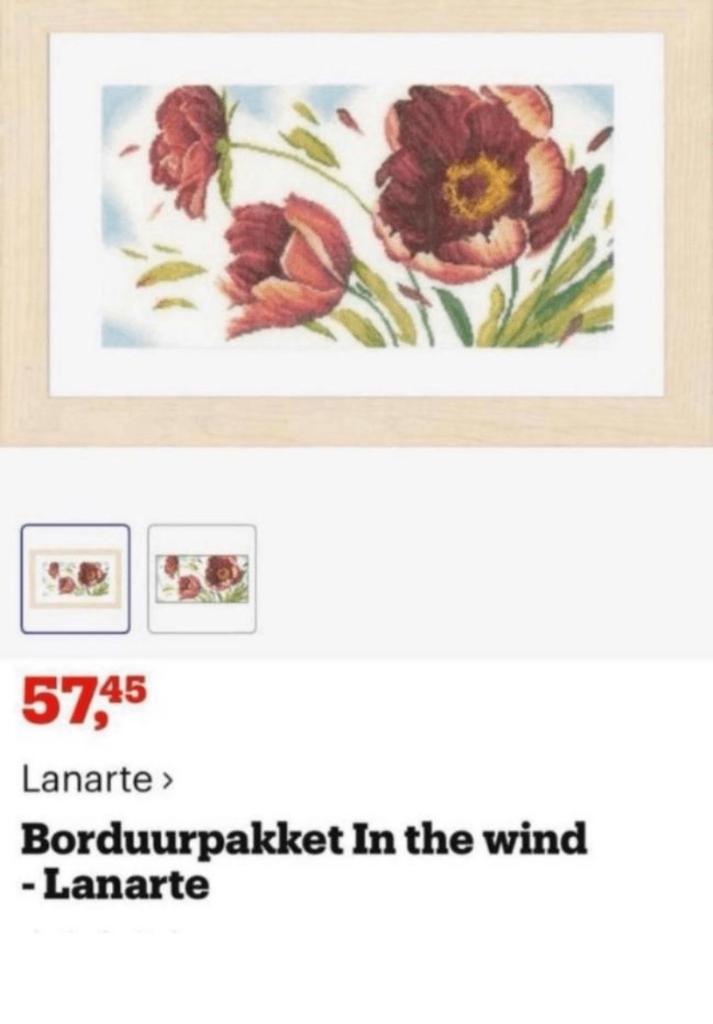 BORDUURPAKKET LANARTE IN THE WIND, Hobby en Vrije tijd, Borduren en Borduurmachines, Verzenden, Nieuw, Handborduren, Borduurpakket