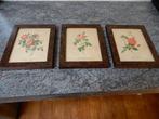 Prentjes van rozen, vintage, 3 stuks ingelijst, Ophalen of Verzenden
