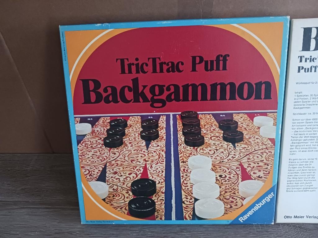 Backgammon/tric-trac uit 1974, Een of twee spelers, Ophalen of Verzenden, Nieuw, Ravensburger