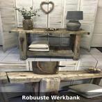 Prachtige landelijke werkbank met rechte poten, Ophalen, Zo goed als nieuw, 25 tot 50 cm, Rechthoekig