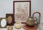 Japandi Wabi-Sabi set Rijstpapier schilderij vaas fotolijst, Minder dan 50 cm, Verzenden, Zo goed als nieuw, Schilderij