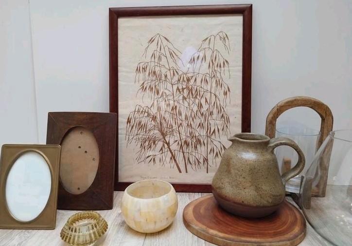 Japandi Wabi-Sabi set Rijstpapier schilderij vaas fotolijst, Huis en Inrichting, Woonaccessoires | Schilderijen, Tekeningen en Foto's