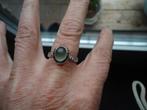 mooie echt zilveren TISENTO ring met klein groenig steentje, Met kristal, 18 tot 19, Gebruikt, Ophalen of Verzenden
