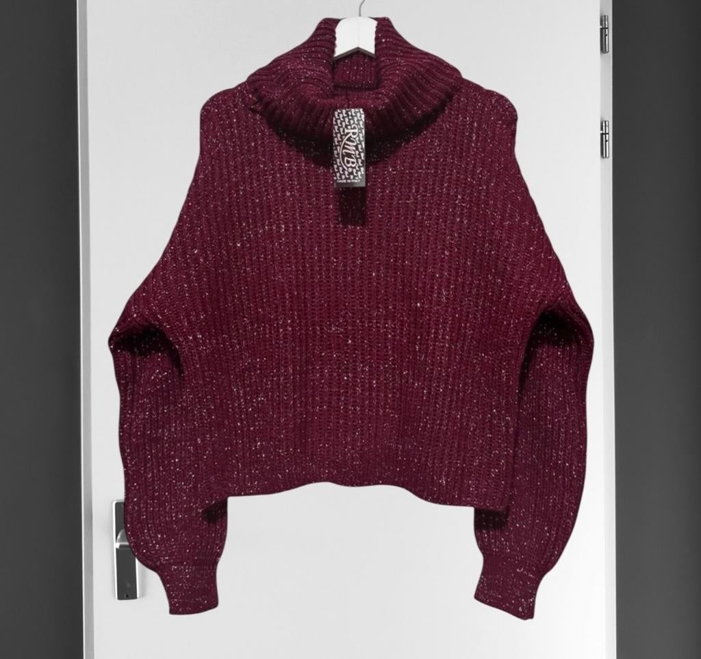 RMB - Bordeauxrode coltrui met glitterdetails, Verzenden, Nieuw, Maat 38/40 (M), Rood