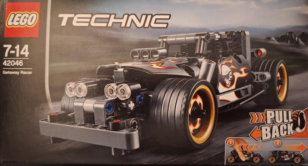 LEGO Technic 42046 Getaway Racer Pull Back Auto, Ophalen of Verzenden, Zo goed als nieuw, Complete set, Lego