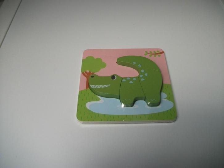 Inlegpuzzel Krokodil 4 delig (nieuw), Kinderen en Baby's, Speelgoed | Houten speelgoed, Nieuw, Ophalen of Verzenden