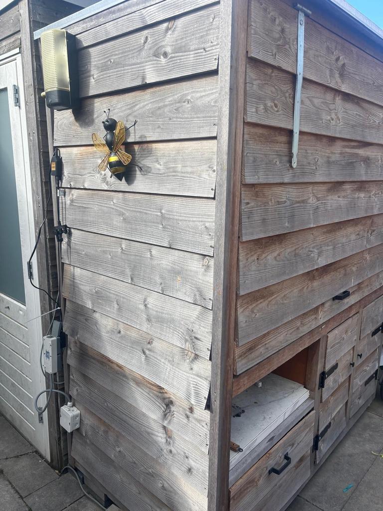 Houten buitenkeuken met lades en deurtjes, Tuin en Terras, Buitenkeukens, Ophalen, Gebruikt, Gas, Vrijstaand