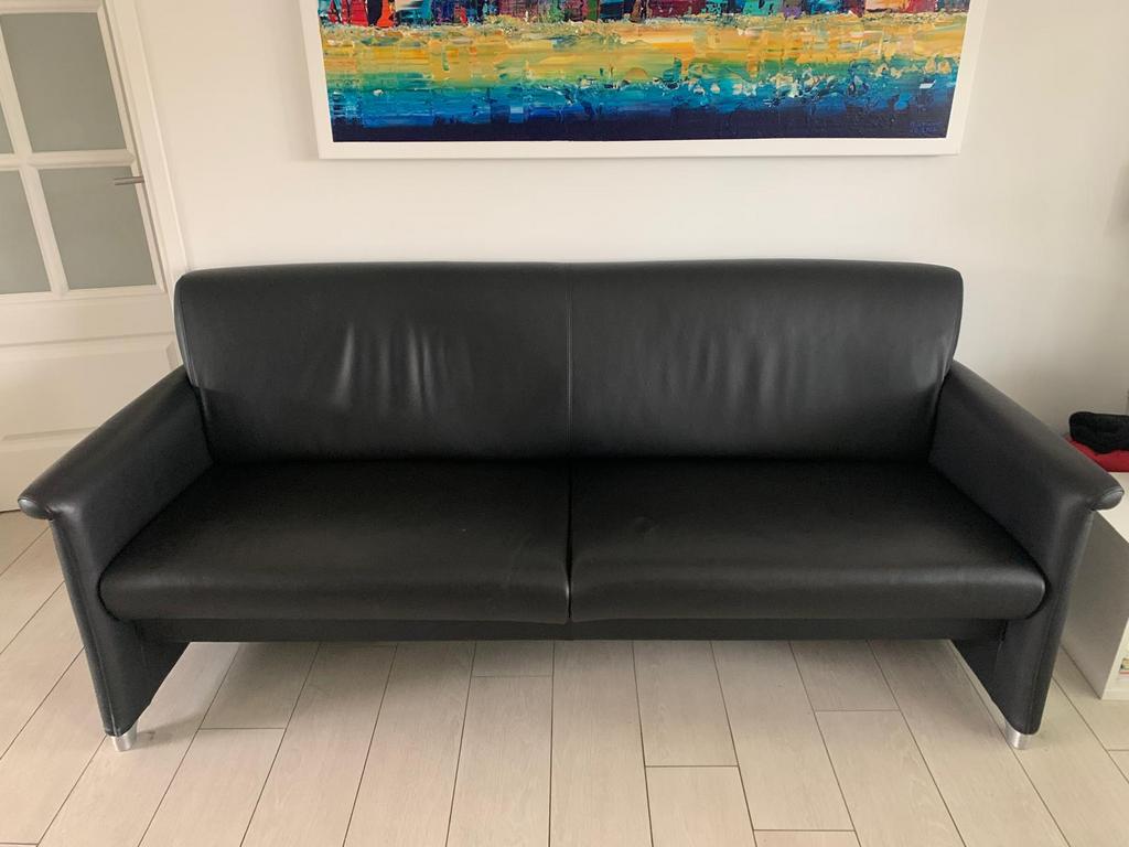 3,5 zits leren bank, Monza, 2,17x85x80, Huis en Inrichting, Banken | Bankstellen, Ophalen, Gebruikt, Driepersoons, Rechte bank