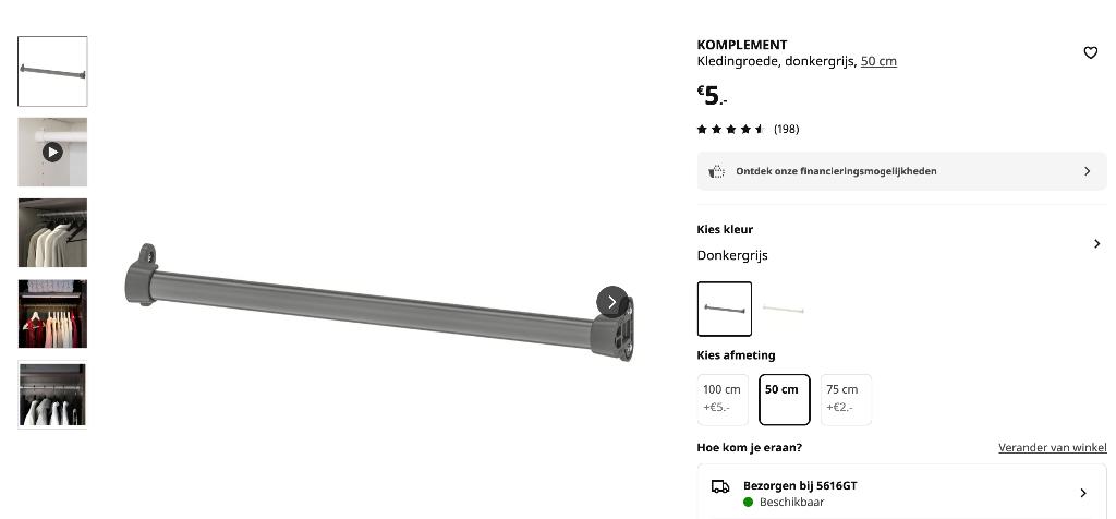 Pax komplement kledingroede 50cm en 3 planken, Ophalen, Nieuw, Pax komplement, 50 tot 100 cm