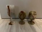 3 decoratieve glazen van natuursteen onyx, Ophalen of Verzenden