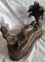 Groot Antiek Brons Boeddha beeld 53cm met Naga slang 11,5 kg, Ophalen of Verzenden