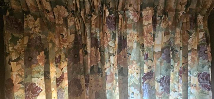 gordijnen lang vintage mooie,nette leuke bloem afbeelding, Antiek en Kunst, Curiosa en Brocante, Ophalen