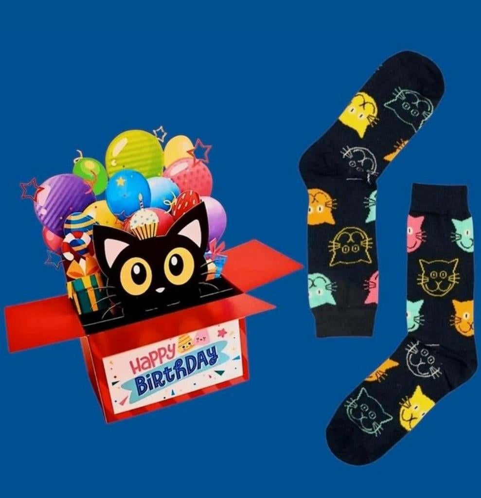 POES/KAT SOKKEN + POP UP VERJAARDAGS KAART POES/KAT, Ophalen of Verzenden, Nieuw