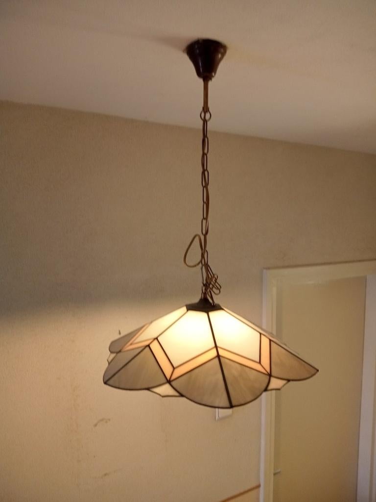 Tiffany / glas in lood lamp, Huis en Inrichting, Lampen | Hanglampen, Ophalen, Zo goed als nieuw, Glas, Minder dan 50 cm