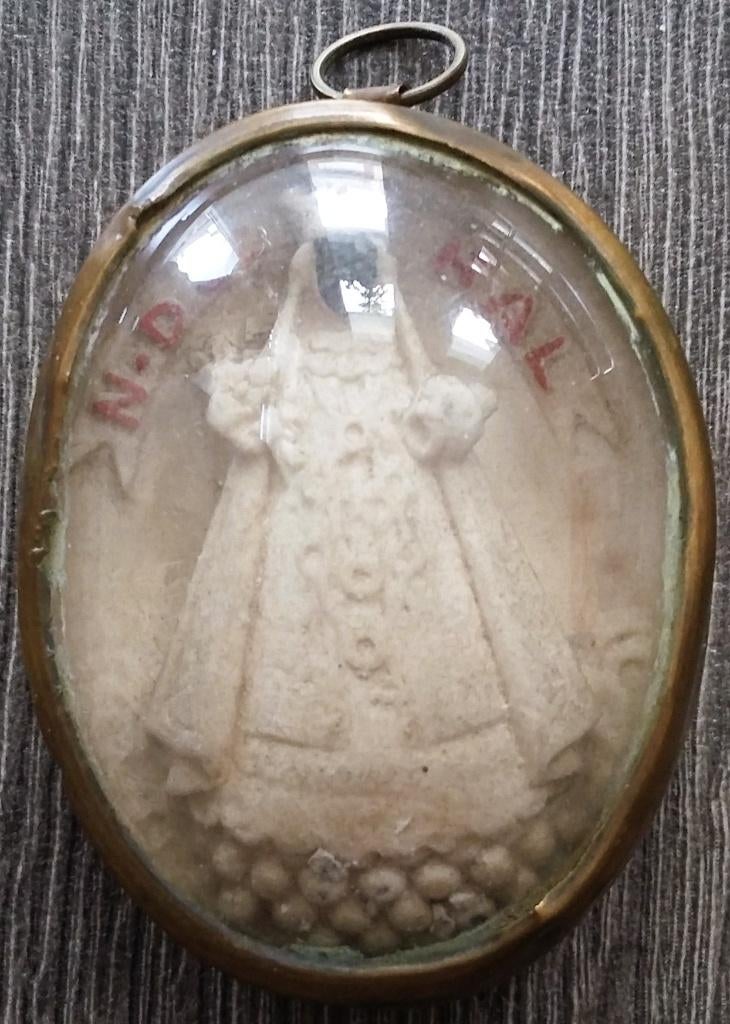 Om 1850 Meerschuim Heilige Hanger Notre Dame de Hal, Antiek en Kunst, Ophalen of Verzenden