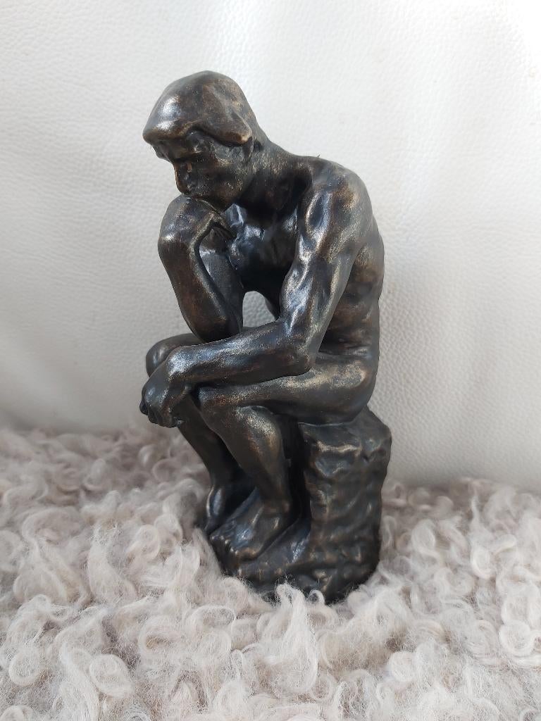 Auguste Rodin The Thinker Figurine Cast stone brons look nw, Antiek en Kunst, Ophalen of Verzenden