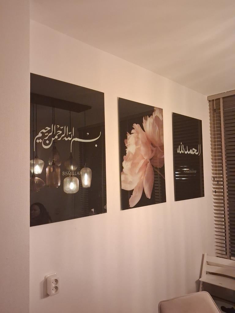 3-luik van glas.  3x  90x60cm, Ophalen, Meerkleurig, Decoratieobject, Zo goed als nieuw