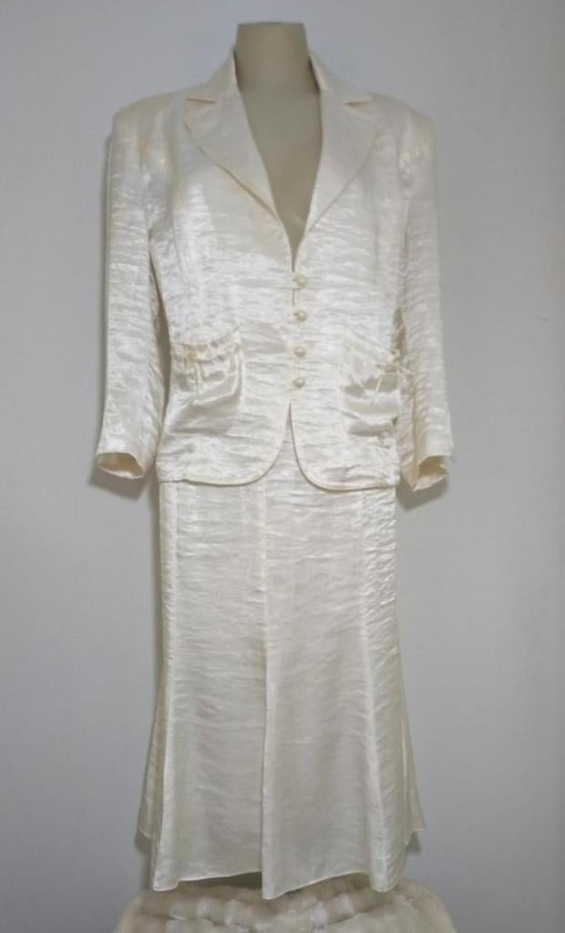 Roomwit designer satijnen rokpakje + tasje Ariadna Paniagua, Maat 38/40 (M), Overige typen, Verzenden, Wit