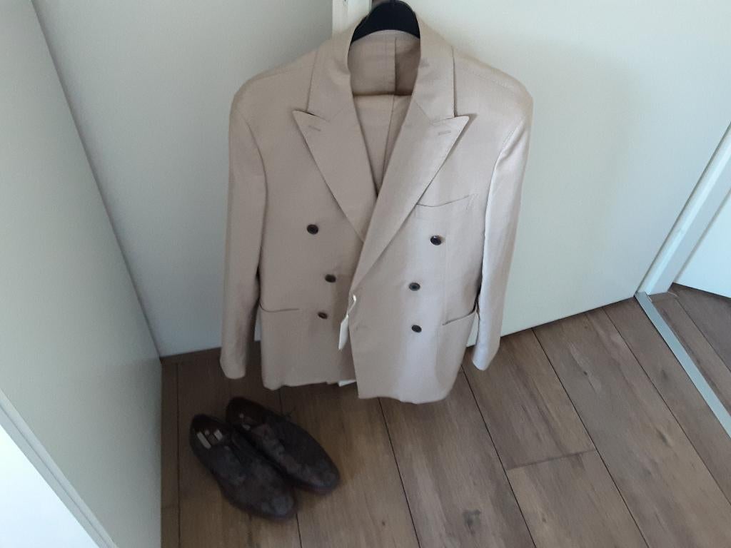 Heren kostuum van Profuomo    beige en blauw maat 52, Ophalen, Nieuw, Maat 52/54 (L), Beige