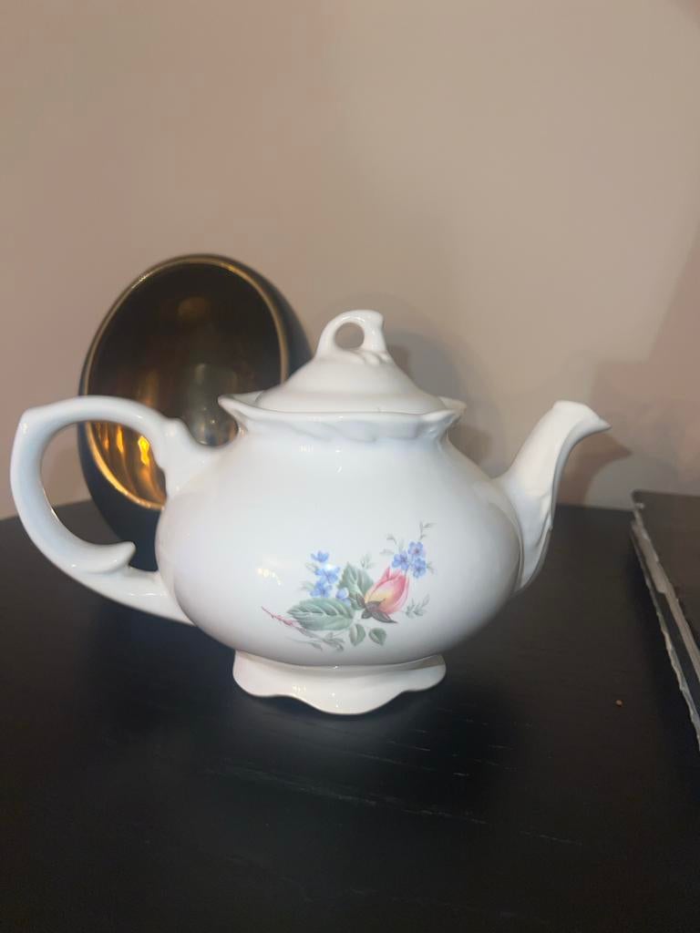 Vintage Kleine Theepot met Bloemenprint, Antiek en Kunst, Ophalen of Verzenden