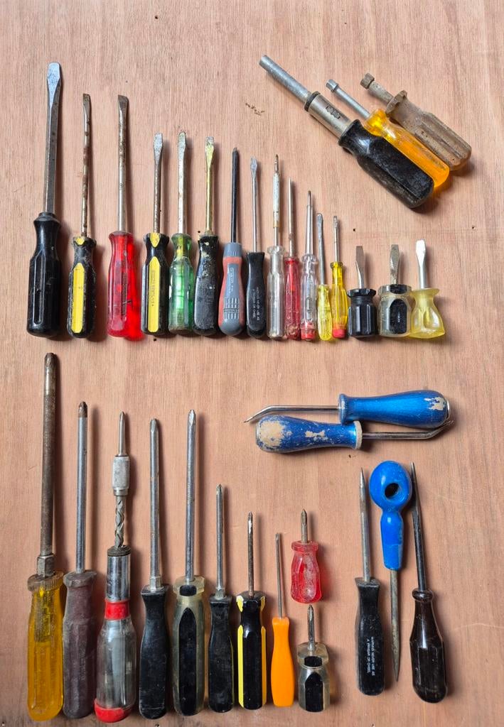 Grote set Schroevendraaiers: Platkop en Kruiskop, Ophalen of Verzenden, Gebruikt