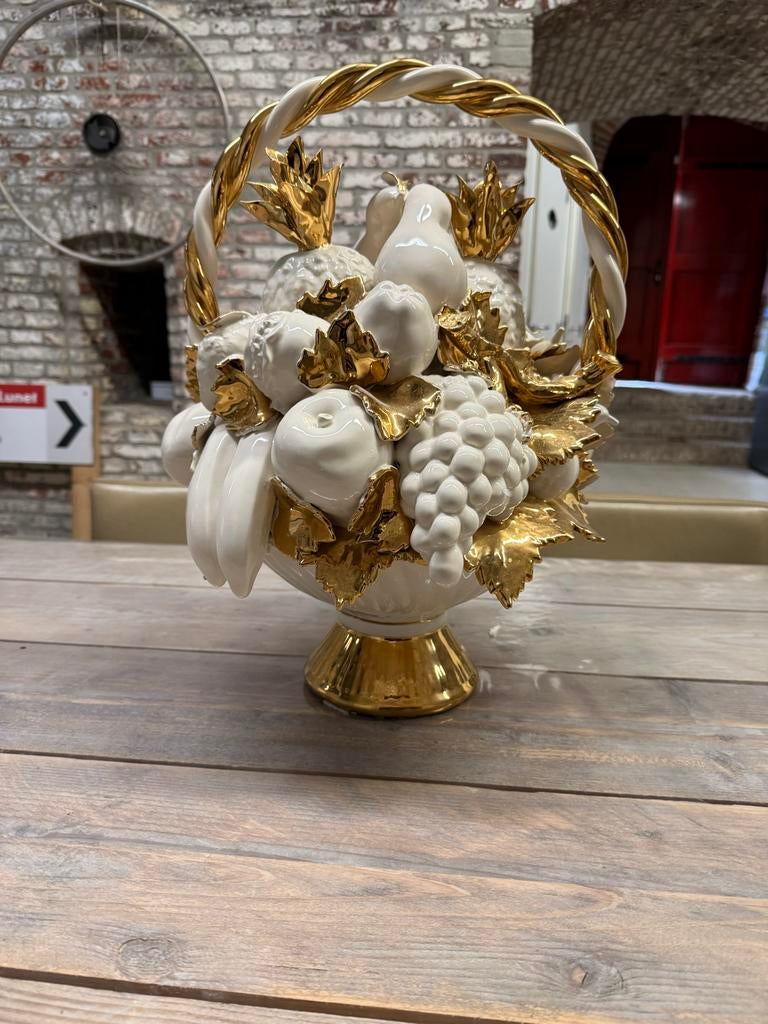 Ahura fruitmand wit met goudkleurige accenten, Huis en Inrichting, Ophalen of Verzenden, Zo goed als nieuw