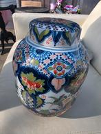 Prachtige Makkum vaas met deksel, handgeschilderd, Ophalen of Verzenden