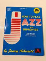 Jamey Aebersold how to play jazz and improvise, Les of Cursus, Ophalen of Verzenden, Zo goed als nieuw, Jazz