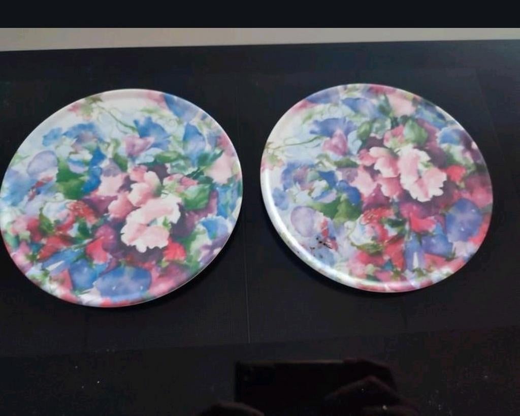 2 Vintage ronde melamine pannen onderzetters Melamaster, Ophalen of Verzenden, Glas of Kopje