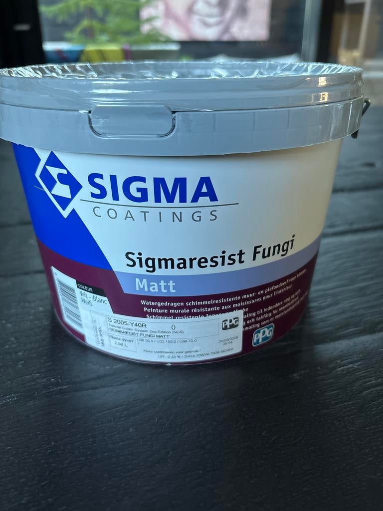 Sigma Sigmaresist Fungi Matt - Schimmelwerende Muurverf, Doe-het-zelf en Verbouw, Verf, Beits en Lak, Geel, Nieuw, Ophalen of Verzenden