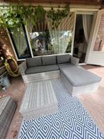 Loungebank met hocker, 2 zitplaatsen, Hocker, Ophalen of Verzenden, Zo goed als nieuw