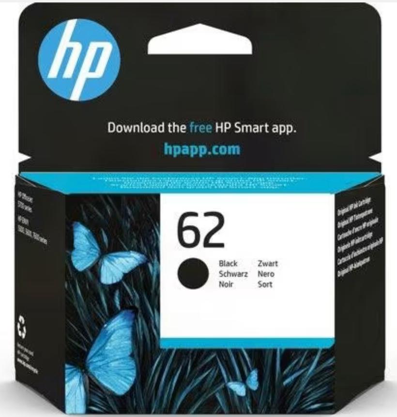HP 62 - Inktcartridge - Origineel - Zwart GRATIS VERZENDING, Computers en Software, Printerbenodigdheden, Verzenden, Nieuw