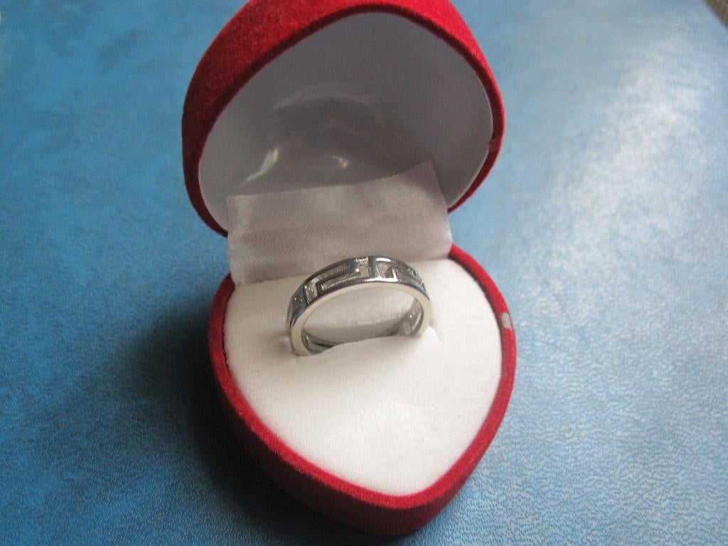 Ring - zilverkleurig - geometrisch patroon (NIEUW), Sieraden, Tassen en Uiterlijk, Ringen, IJzer of Staal, Nieuw, Ophalen of Verzenden