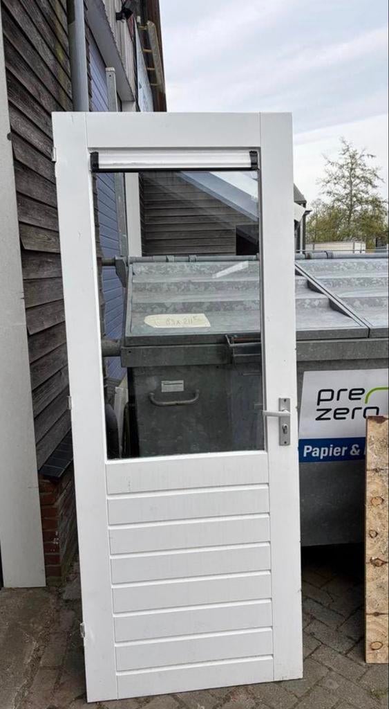 Witte deur met glas - Binnendeur, Doe-het-zelf en Verbouw, Deuren en Horren, Gebruikt, 80 tot 100 cm, Binnendeur, Ophalen of Verzenden