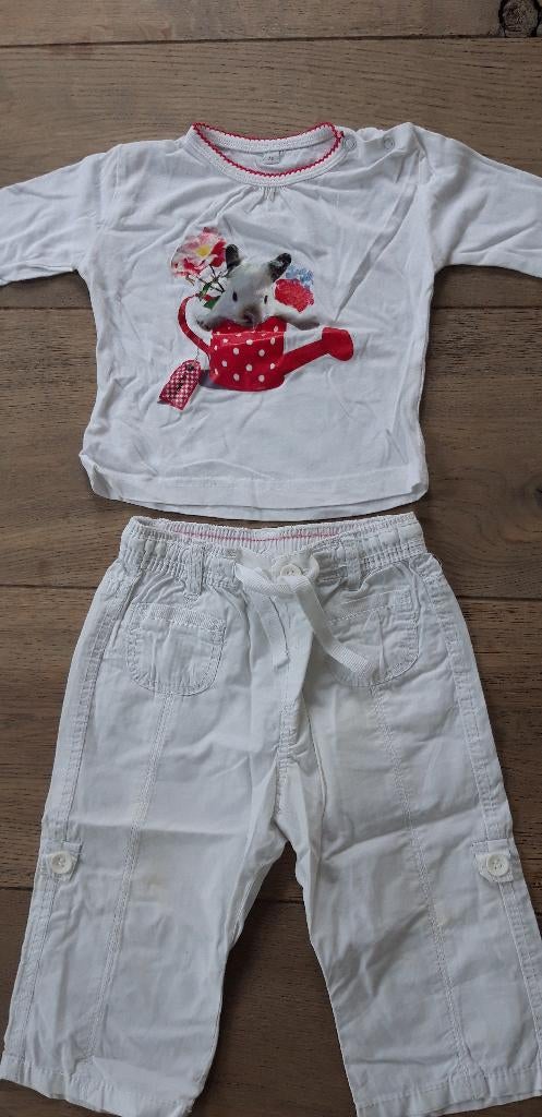 Wit kledingsetje 74, Meisje, H&M, Ophalen of Verzenden, Zo goed als nieuw