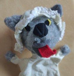 poppenkast pop v.d. Wolf van Roodkapje met slaapmuts van Oma, Ophalen of Verzenden, Gebruikt, Overige typen