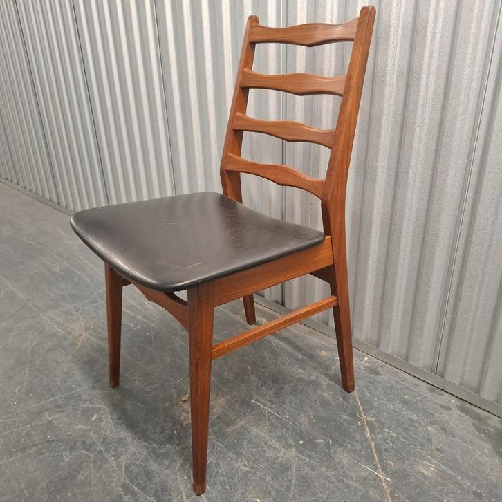 Vintage stoel ladderstoel eetkamerstoel bureaustoel, Huis en Inrichting, Stoelen, Eén, Hout, Kunststof, Leer, Zwart, Ophalen