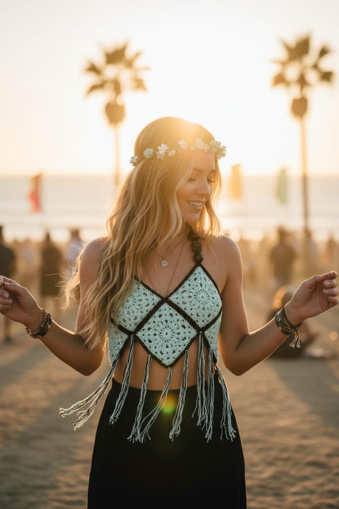 Mint Groen Zwart Granny Square Top — Handgemaakt Gehaakt S/M, Kleding | Dames, Nieuw, Ophalen of Verzenden, Groen, Victorian Velvet