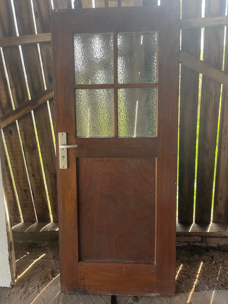 Zware hardhouten buitendeur, Ophalen, Gebruikt, 80 tot 100 cm, Minder dan 200 cm