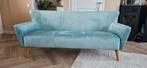 Mintblauwe 3-zits bank op houten pootjes, retro model, Ophalen, 150 tot 200 cm, 75 tot 100 cm, Rechte bank