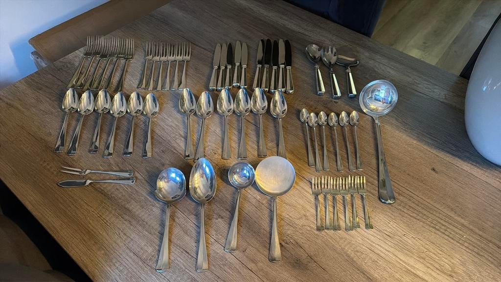 Haags lofje zwaar verzilverd bestek, Antiek en Kunst, Antiek | Bestek, Ophalen