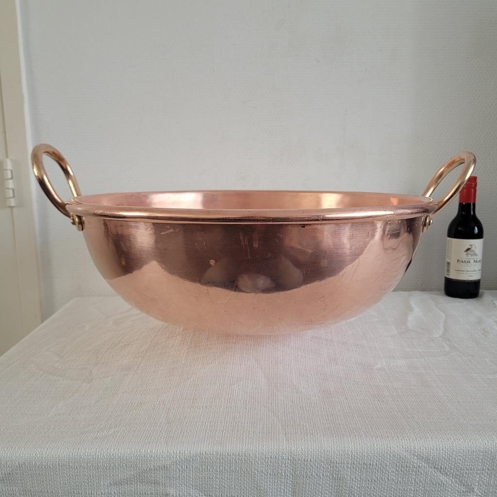 XXXL zware franse koperen jampan pan confiturepan 41 cm, Ophalen of Verzenden, Gebruikt, Overige materialen, Koekenpan of Braadpan