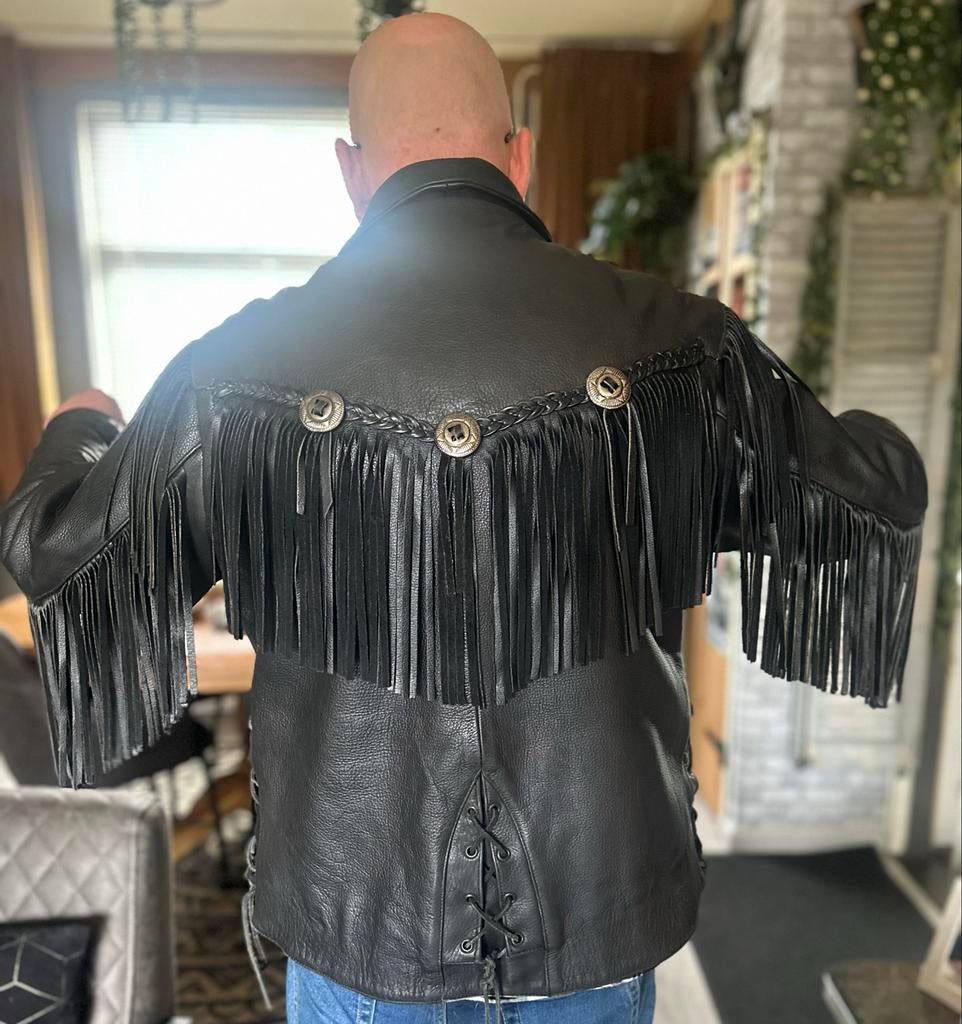 Mooi leren jack met franjes, maat 52, Motoren, Ophalen of Verzenden, Tweedehands, Jas | leer