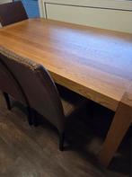 Hout Tafel met vier stolen, Ophalen of Verzenden, Rechthoekig, 50 tot 100 cm