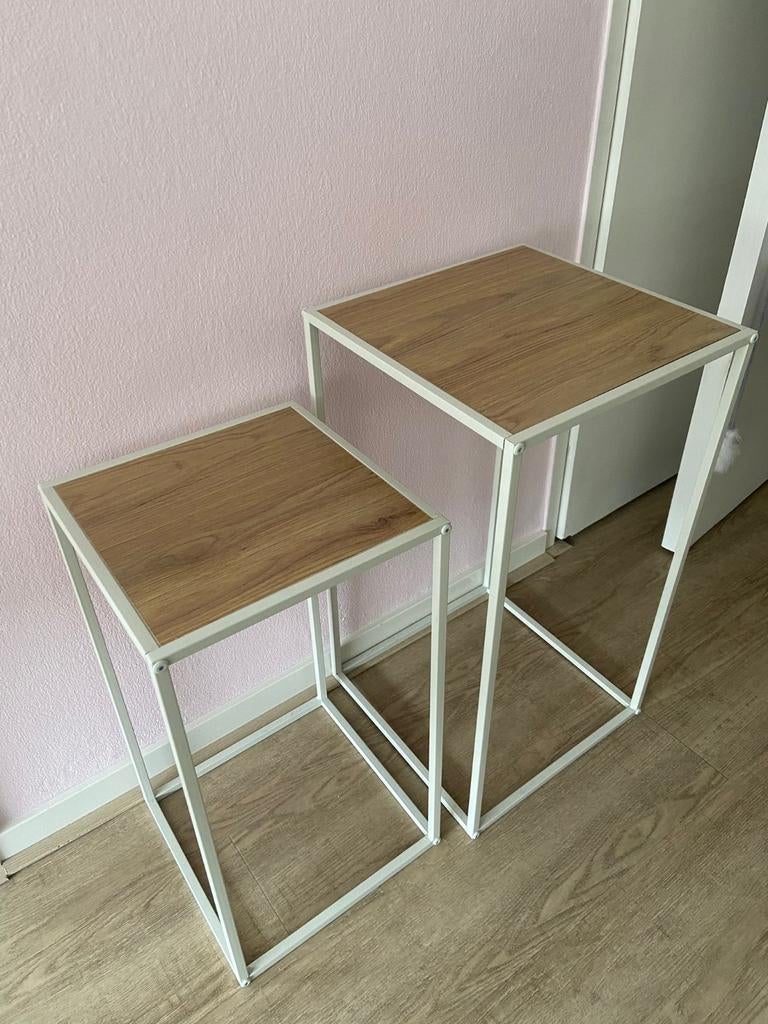 Bijzettafels, Huis en Inrichting, Tafels | Bijzettafels, Ophalen, Gebruikt, Vierkant, Landelijk