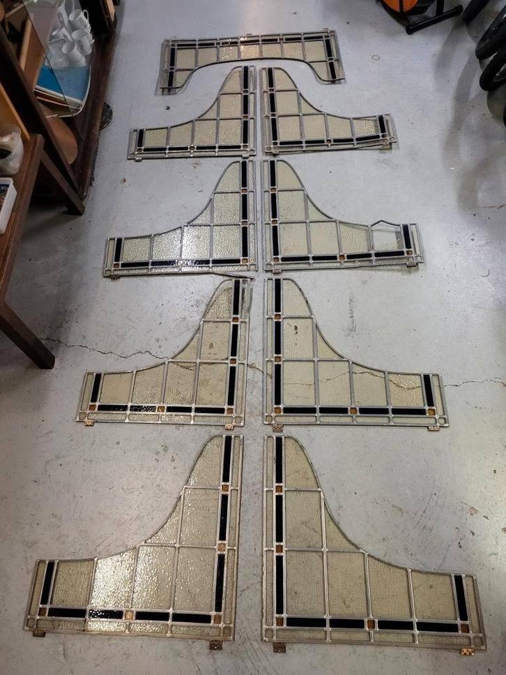 Set van 9 glas-in-loodramen, Doe-het-zelf en Verbouw, Glas en Ramen, Gebruikt, Gevelraam of Ruit, 80 tot 120 cm, 80 tot 120 cm